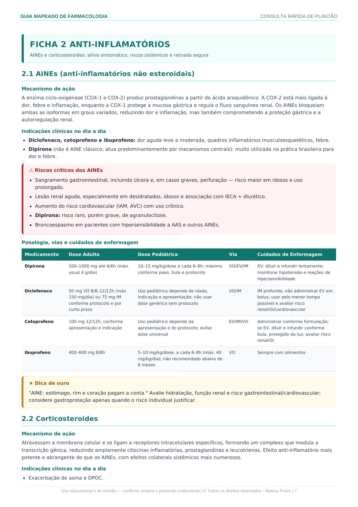 Página real do Guia Mapeado com tabelas de doses e vias